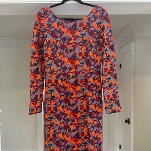 Karl by Karl Lagerfeld Long Sleeve V-neck Back Jersey Knit Dress - Size L